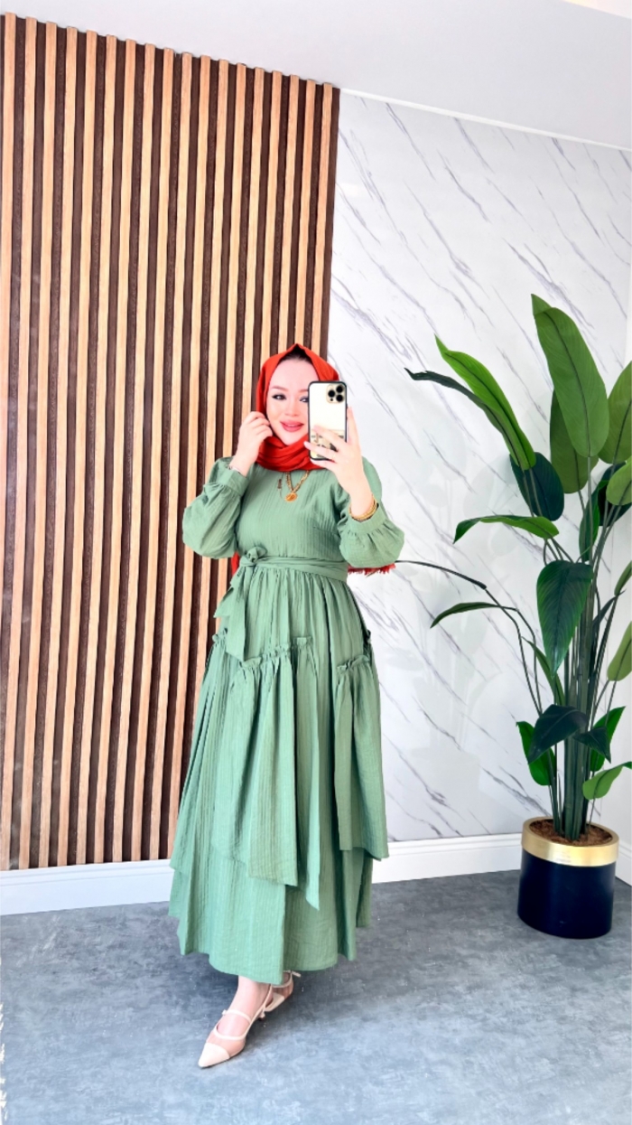 Orkide Elbise - Haki