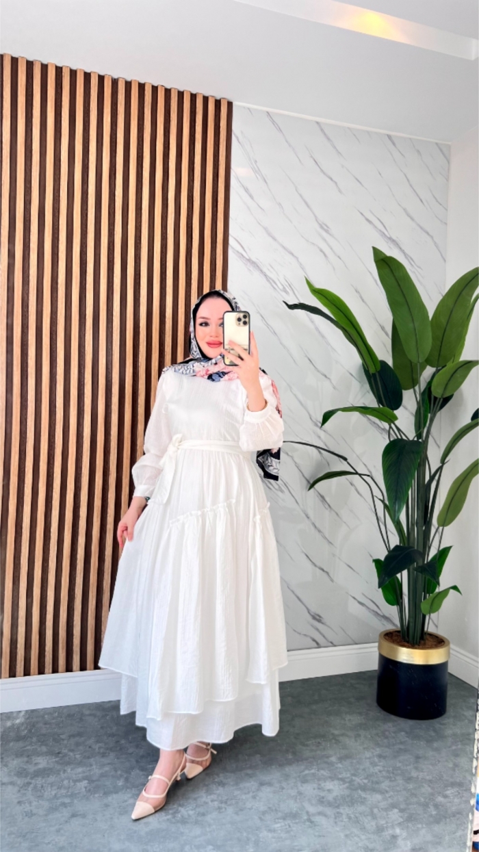 Orkide Elbise - Beyaz