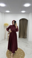 Esra Tesettür Abiye Elbise - Bordo