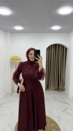 Esra Tesettür Abiye Elbise - Bordo