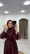 Esra Tesettür Abiye Elbise - Bordo