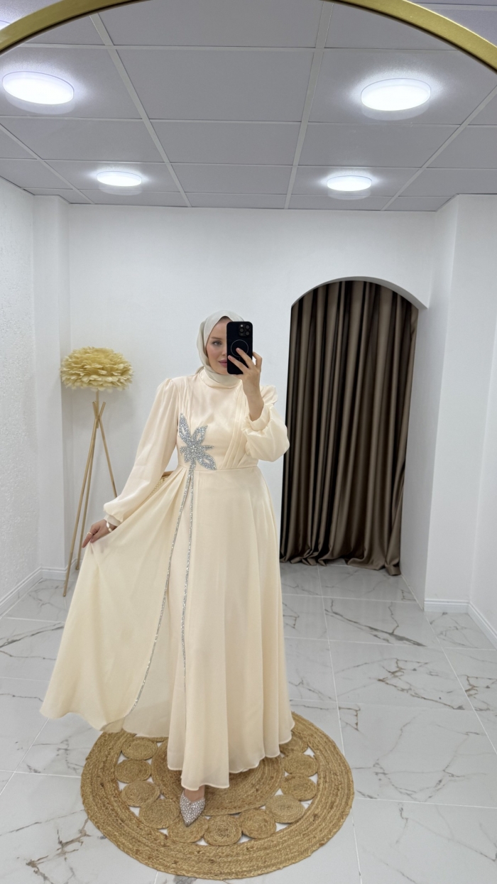 Zehra Abiye Elbise - Krem
