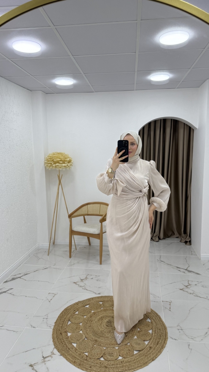 Ömür Abiye Elbise - Krem