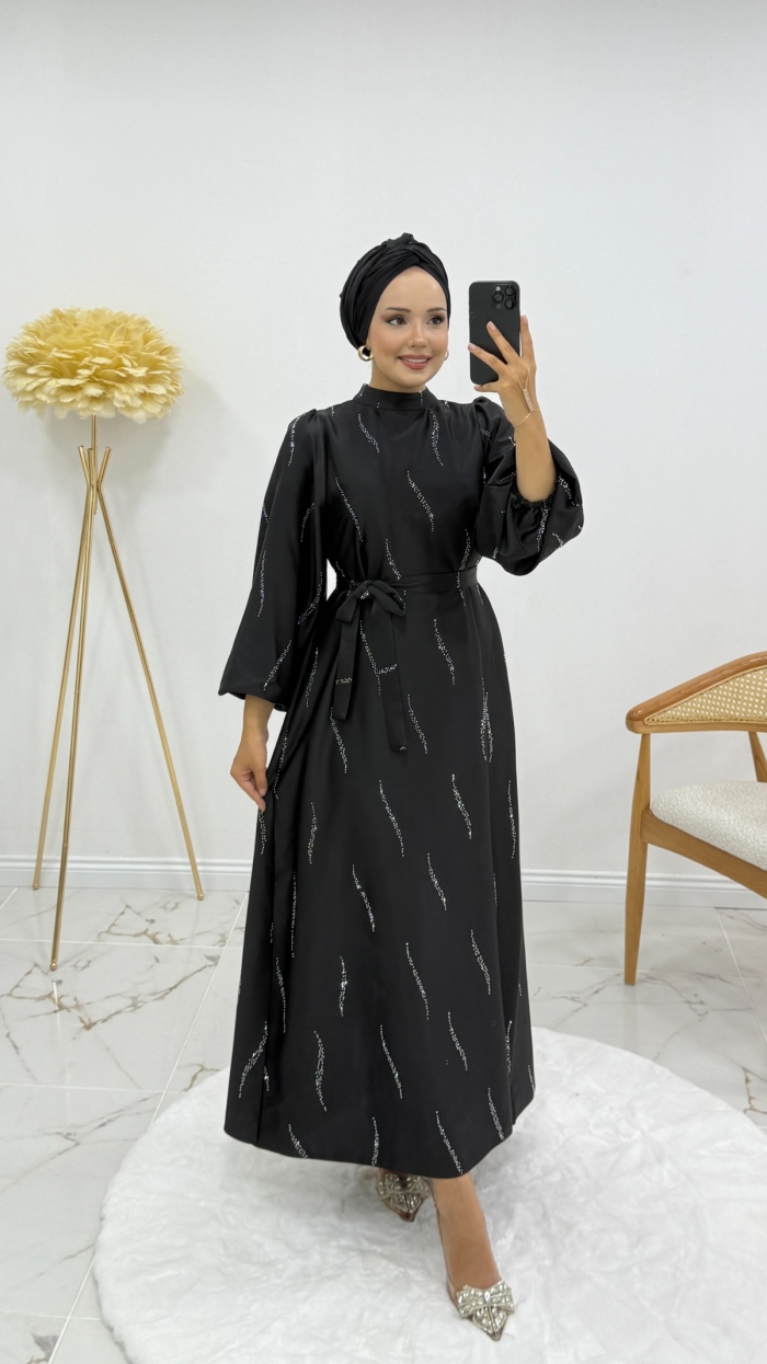 Billur Elbise - Siyah