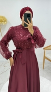 Esra Tesettür Abiye Elbise - Bordo