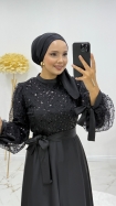 Esra Tesettür Abiye Elbise - Siyah