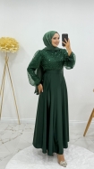 Esra Tesettür Abiye Elbise - Zümrüt