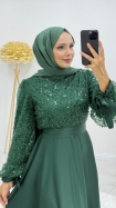 Esra Tesettür Abiye Elbise - Zümrüt