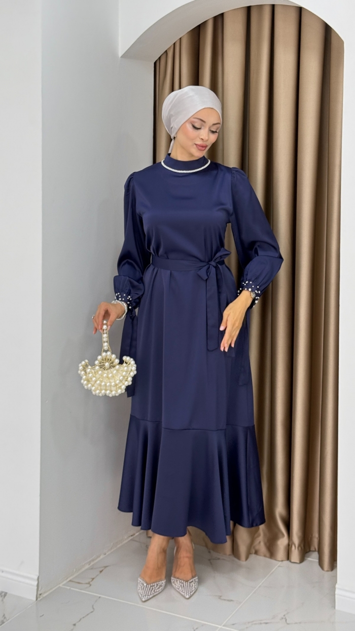 Yeni İntizar Elbise - Lacivert