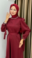 Yeni İntizar Elbise - Bordo
