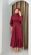 Yeni İntizar Elbise - Bordo