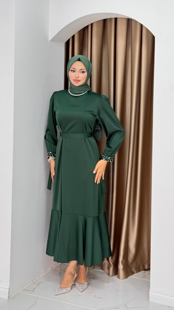 Yeni İntizar Elbise - Zümrüt