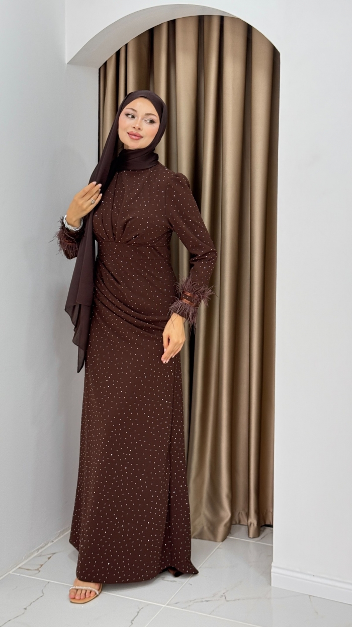 Elçin Abiye Elbise - Kahve