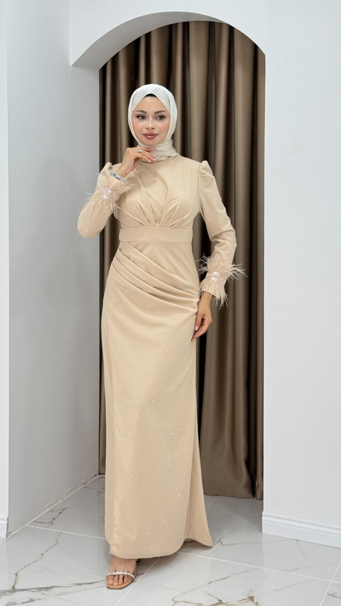Elçin Abiye Elbise - Krem
