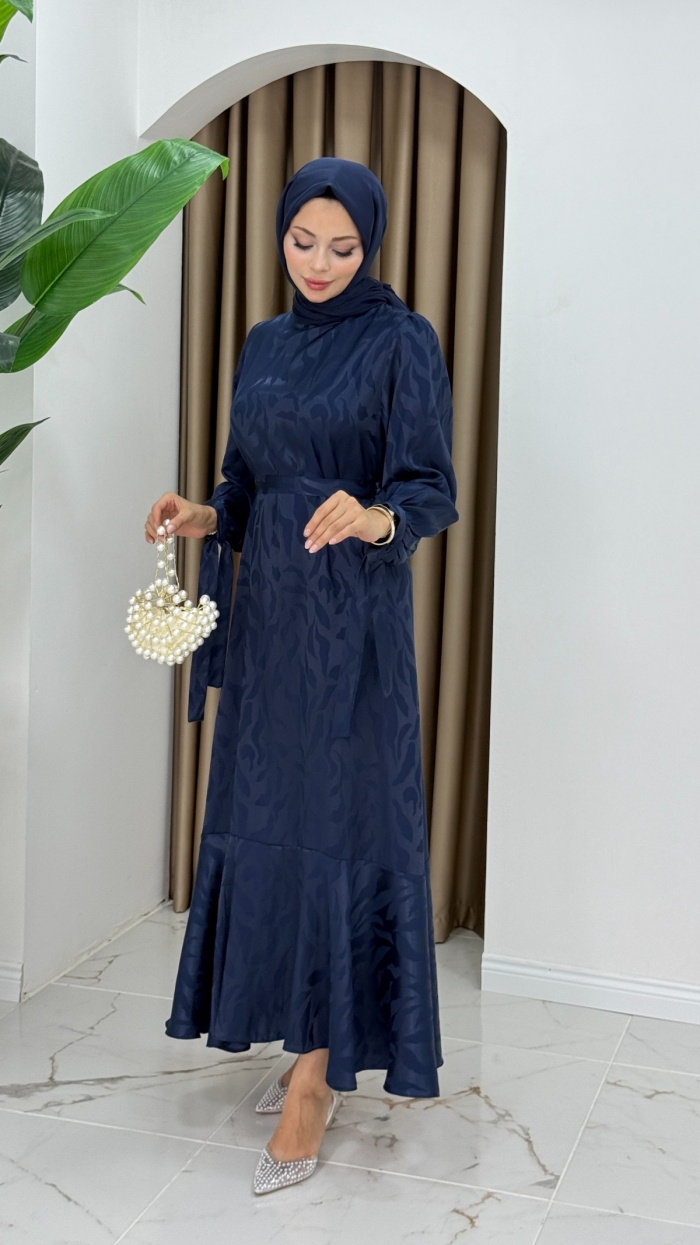 Beril Tesettür Elbise - Lacivert