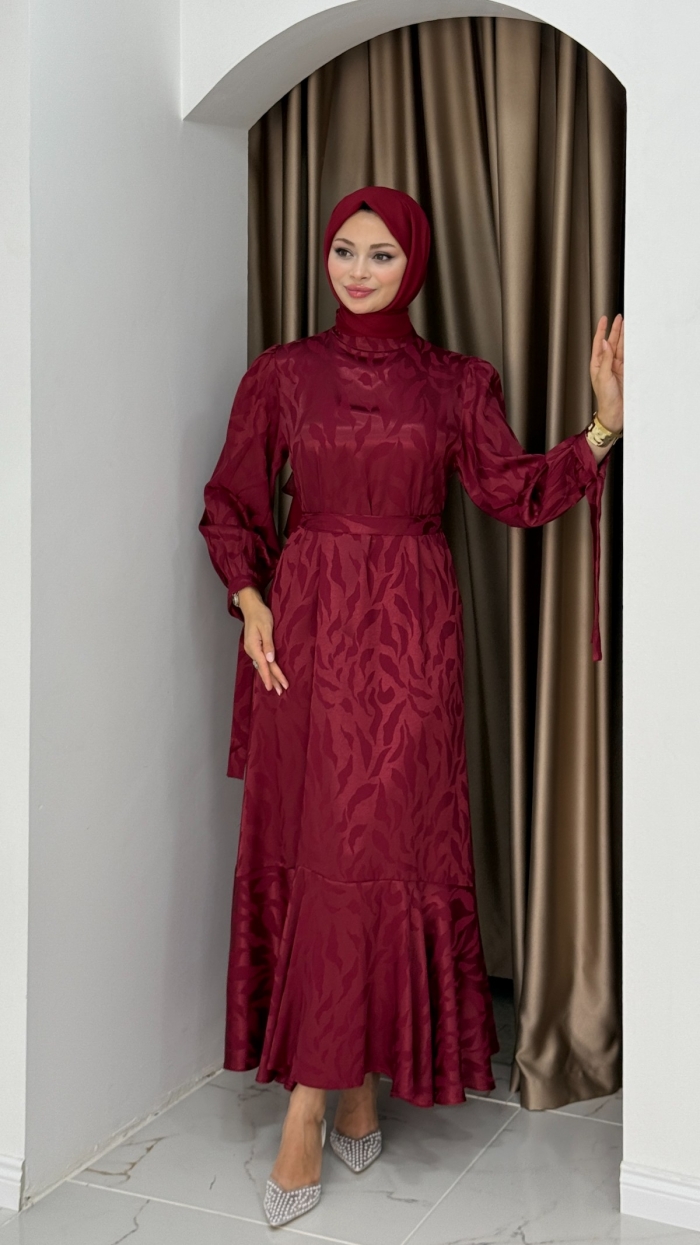 Beril Tesettür Elbise - Bordo
