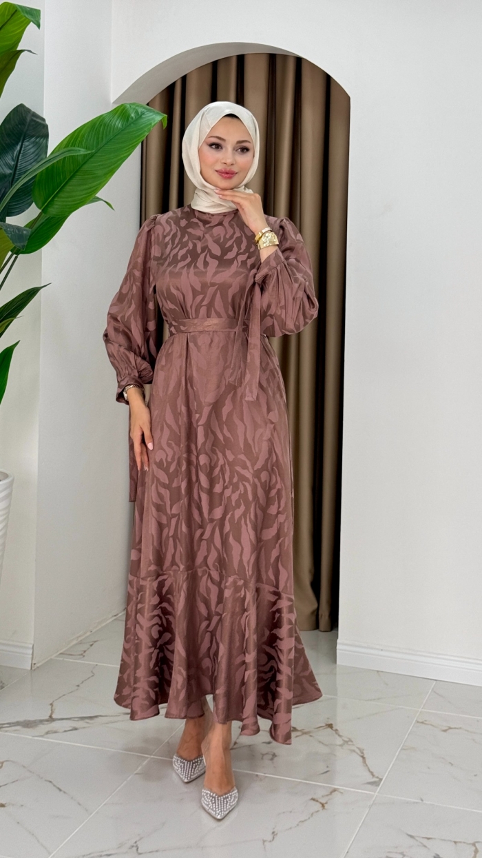 Beril Tesettür Elbise - Gül Kurusu