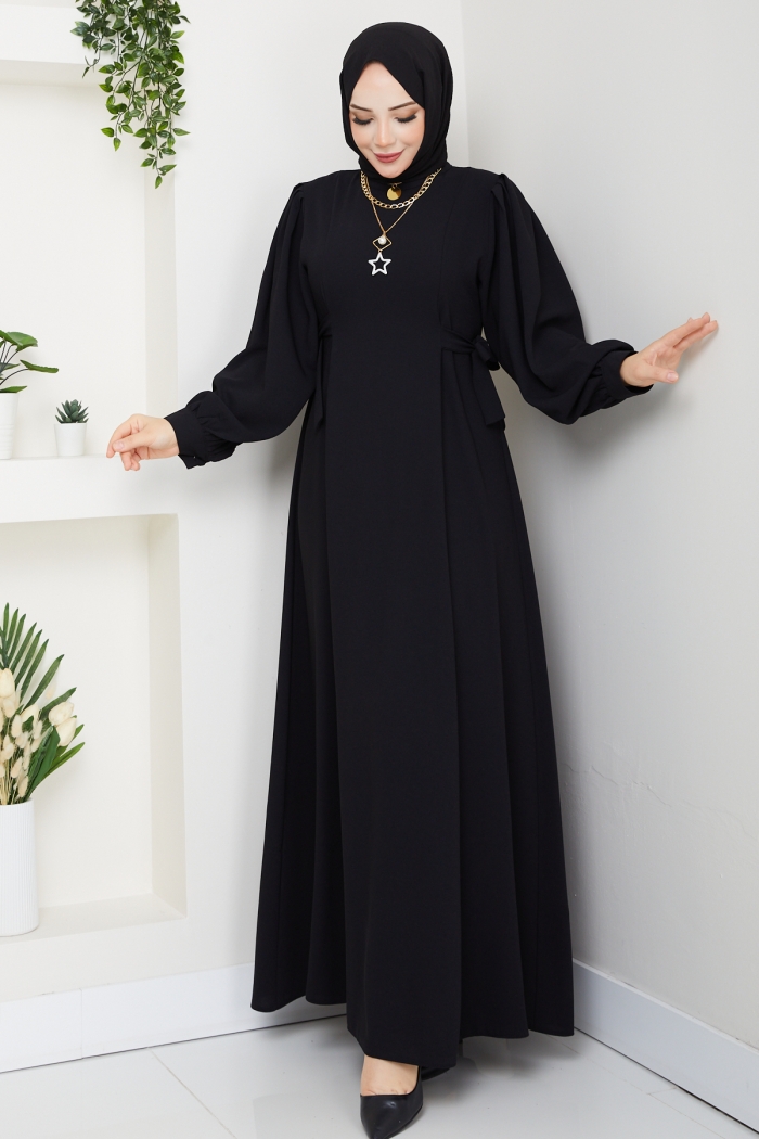 Nevra Tesettür Elbise - Siyah