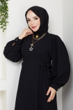 Nevra Tesettür Elbise - Siyah