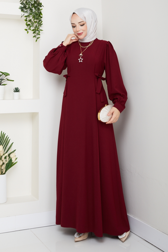 Nevra Tesettür Elbise - Bordo
