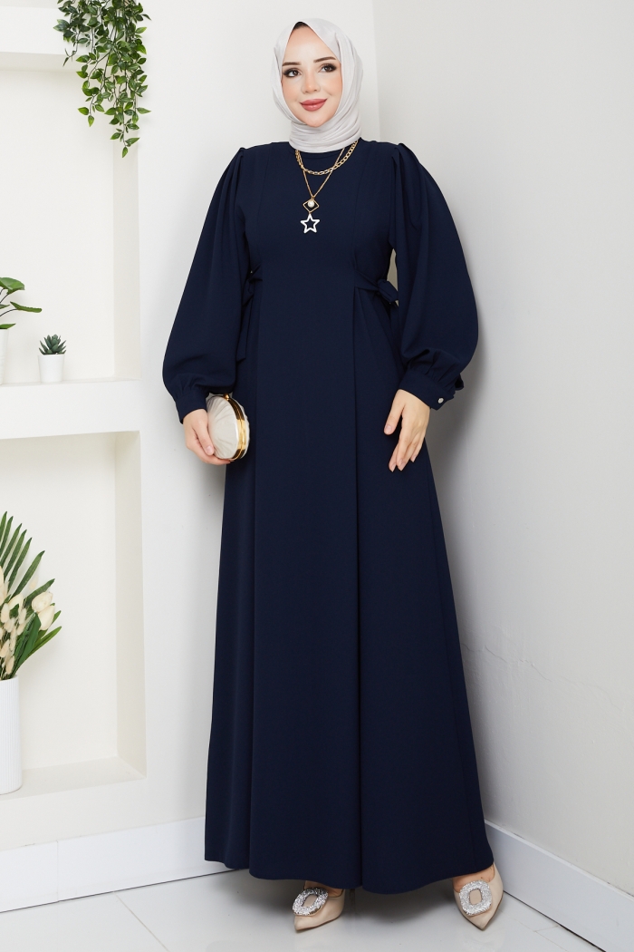 Nevra Tesettür Elbise - Lacivert