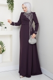 Leman Tesettür Abiye - Mürdüm
