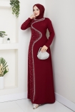 Dicle Tesettür Abiye Elbise - Bordo