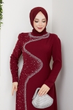 Dicle Tesettür Abiye Elbise - Bordo