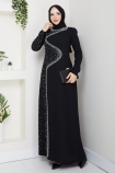 Dicle Tesettür Abiye Elbise - Siyah