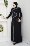 Dicle Tesettür Abiye Elbise - Siyah