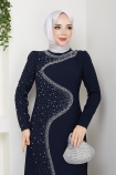 Dicle Tesettür Abiye Elbise - Lacivert