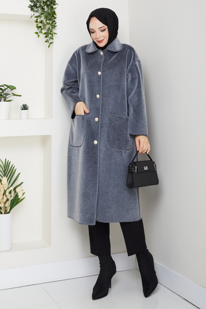 Selcan Standart Beden Kaban - Gri