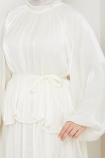 Sinem Tesettür Elbise - Krem
