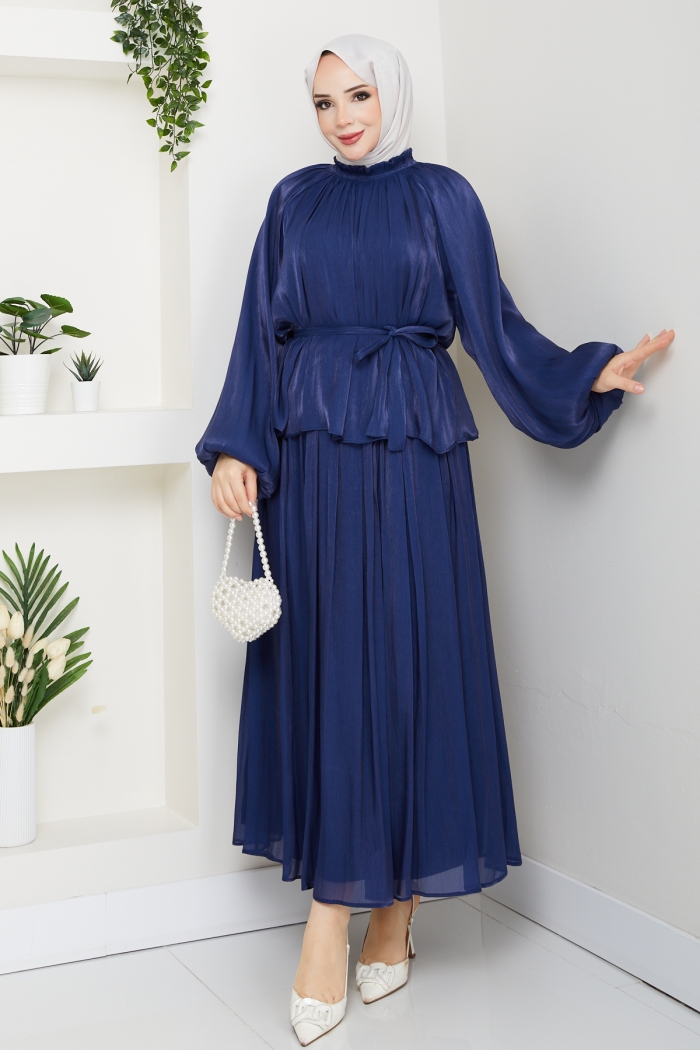 Sinem Tesettür Elbise - Lacivert