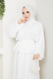 Sinem Tesettür Elbise - Beyaz