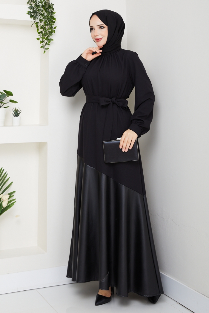 Betül Tesettür Elbise - Siyah