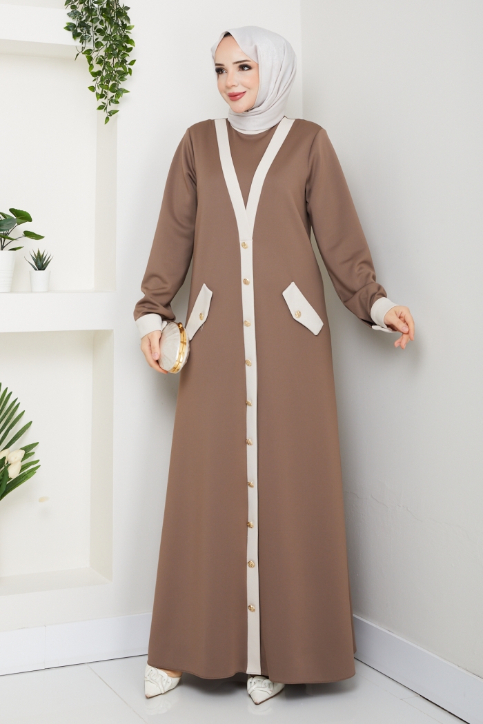 Ecrin Tesettür Elbise - Somon