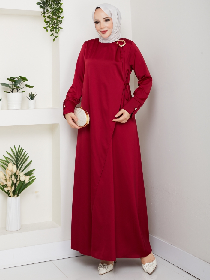 Nesrin Tesettür Elbise - Kırmızı