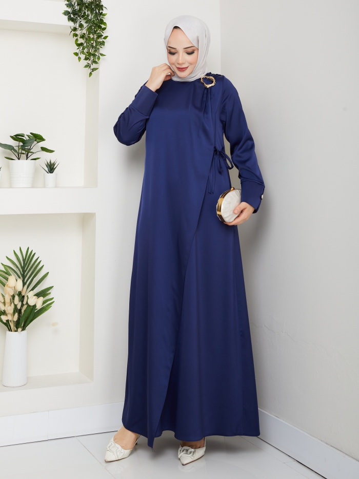Nesrin Tesettür Elbise - Lacivert