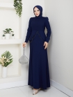 Ezgi Tesettür Abiye Elbise - Lacivert