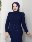 Ezgi Tesettür Abiye Elbise - Lacivert