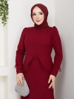 Ezgi Tesettür Abiye Elbise - Bordo