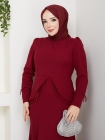 Ezgi Tesettür Abiye Elbise - Bordo