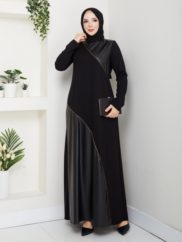Dilber Tesettür Elbise - Siyah