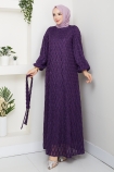 Leyla Tesettür Elbise - Mor