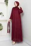 Leyla Tesettür Elbise - Bordo