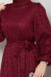 Leyla Tesettür Elbise - Bordo