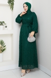 Leyla Tesettür Elbise - Zümrüt