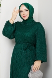 Leyla Tesettür Elbise - Zümrüt