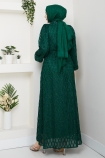 Leyla Tesettür Elbise - Zümrüt